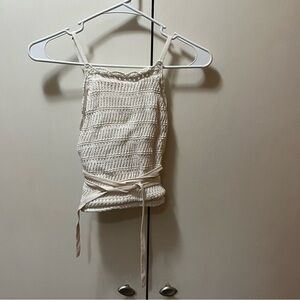 Hollister Cream Crochet Style Cropped with Wrap Around Tie Camisole